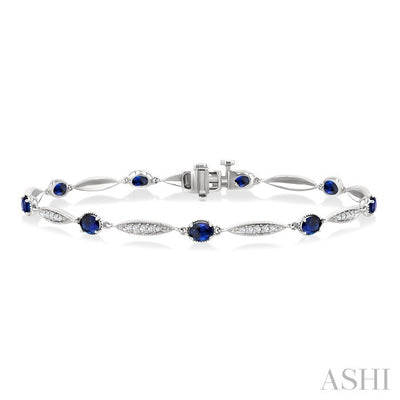 Oval Shape Gemstone & Diamond Bracelet