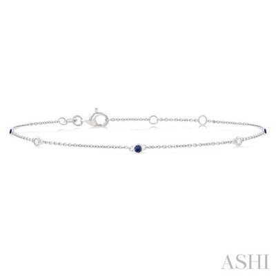 Alternate Gemstone & Diamond Station Chain Bracelet