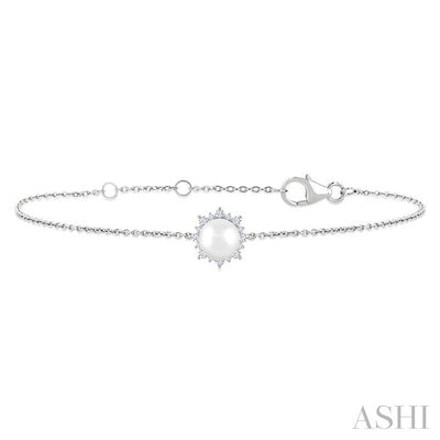 Pearl & Petite Halo Diamond Fashion Chain Bracelet