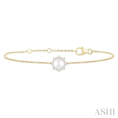 Pearl & Petite Halo Diamond Fashion Chain Bracelet