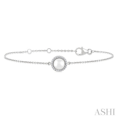 Pearl & Petite Halo Diamond Fashion Chain Bracelet