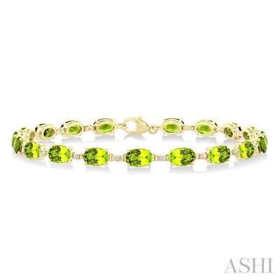 Oval Shape Gemstone & Diamond Bracelet