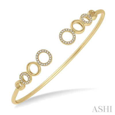 Stackable Circle Diamond Flex Open Cuff Bangle