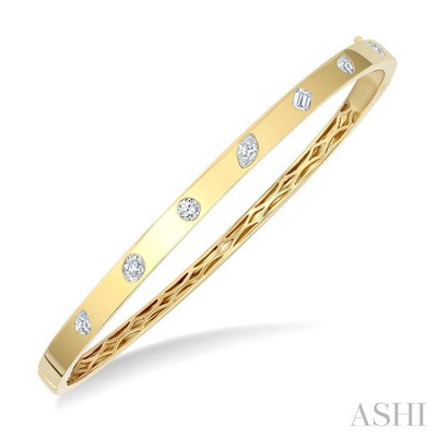 Mixed Shape Flush Bezel Set Diamond Fashion Bangle