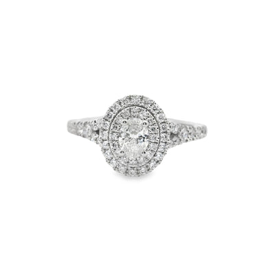 Oval Diamond Double Halo Engagement Ring