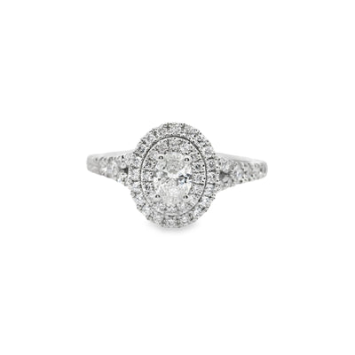 Oval Diamond Double Halo Engagement Ring