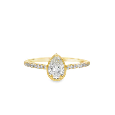 Pear Diamond Straight Band Engagement Ring