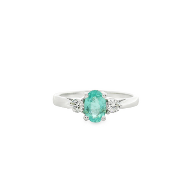 IGI Certified Paraiba Tourmaline & Diamond Three Stone Ring