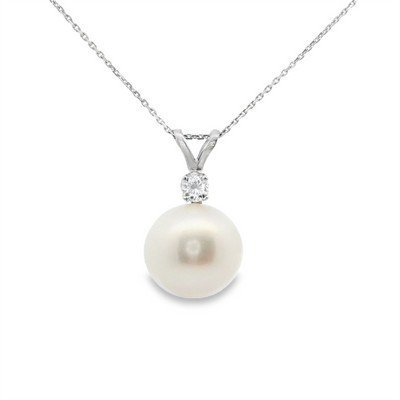 Pearl & Diamond Solitaire Pendant
