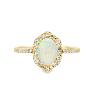 Australian Opal & Diamond Halo Fashion Ring