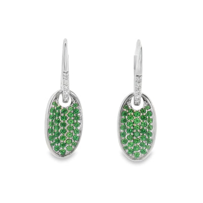 Green Tsavorite Garnet & Diamond Earrings