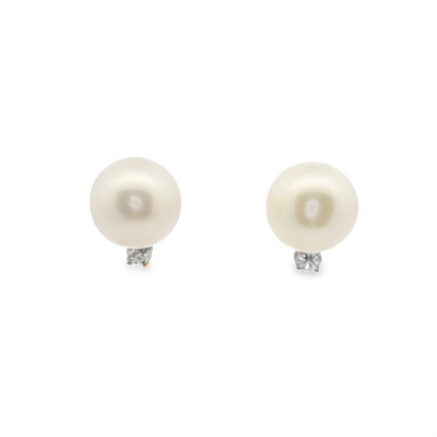 Pearl & Diamond Stud Earrings