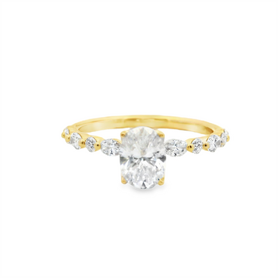 Miosogno Oval Diamond Shared Prong Engagement Ring