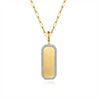 Diamond Medallion Pendant with Paperclip Chain
