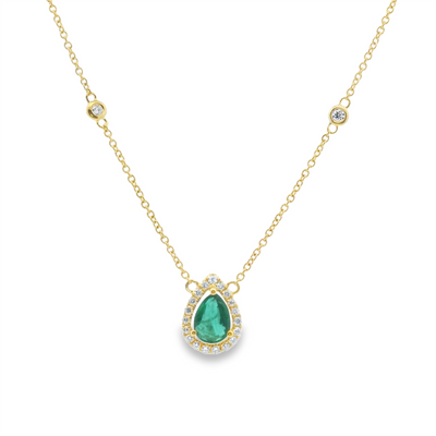 Emerald & Diamond Station Necklace