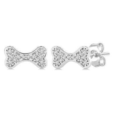 Petite Diamond Dog Bone Stud Earrings