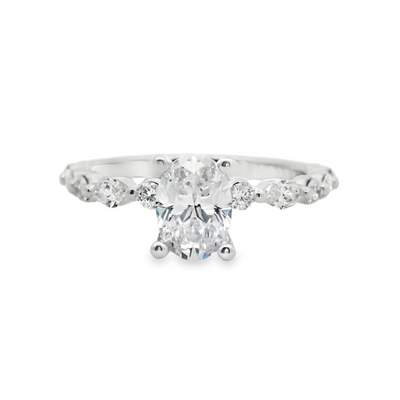 Oval Diamond Straight Band Engagement Ring