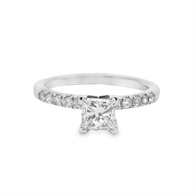 Princess-cut Diamond Straight Band Engagement Ring