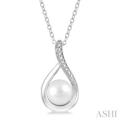 Silver Pearl Diamond Pendant