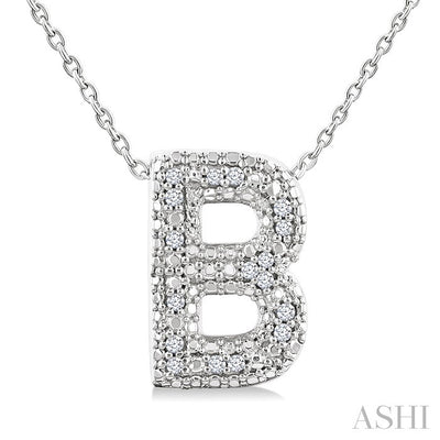 Silver Bubble 'B' Initial Diamond Pendant