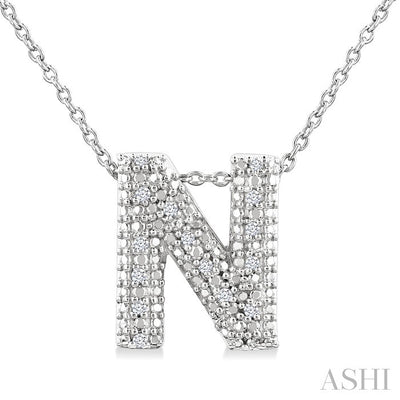 Silver Bubble 'N' Initial Diamond Pendant