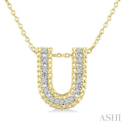 Gold Vermeil Bubble 'U' Initial Diamond Pendant