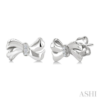 Silver Bow Diamond Fashion Earrings