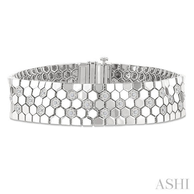 Silver Bold Honeycomb Diamond Fashion Bracelet