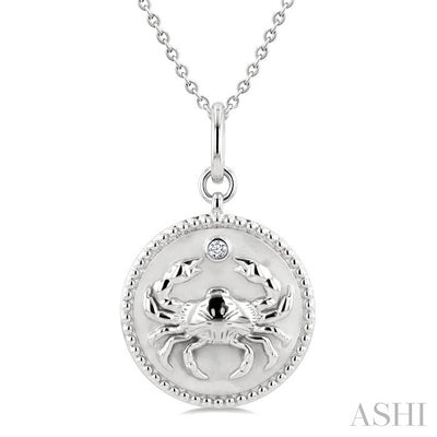 Silver Cancer Zodiac Medallion Pendant