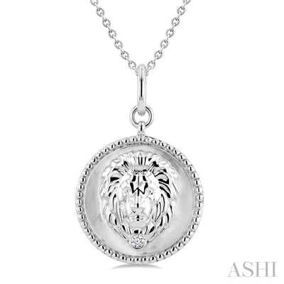 Silver Leo Zodiac Medallion Pendant