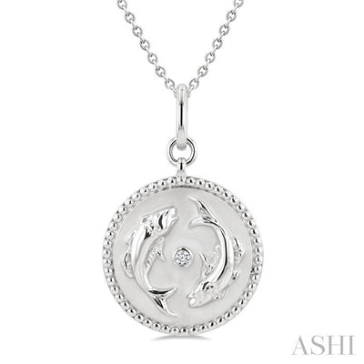 Silver Pisces Zodiac Medallion Pendant