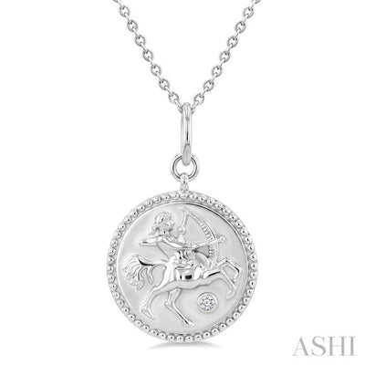 Silver Sagittarius Zodiac Medallion Pendant