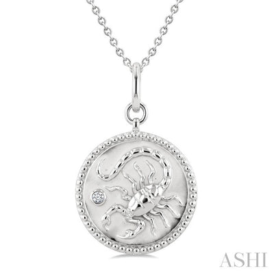 Silver Scorpio Zodiac Medallion Pendant