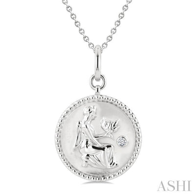Silver Virgo Zodiac Medallion Pendant