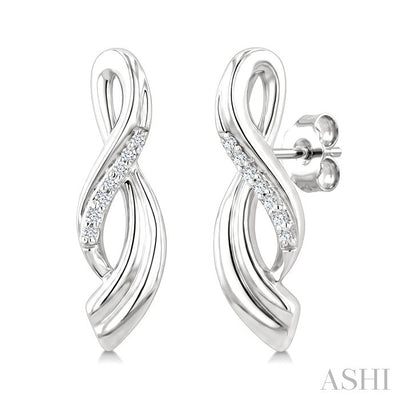 Silver Twisted Diamond Fashion Earrings