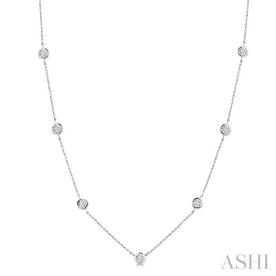 Silver Diamond Station Necklace