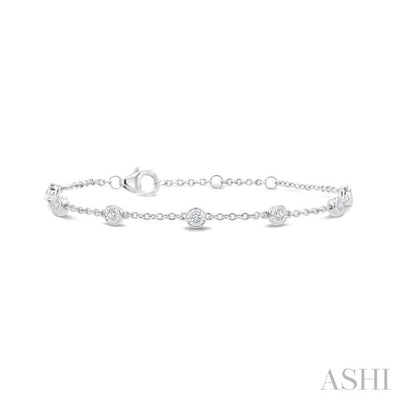 Silver Diamond Station Chain Bracelet