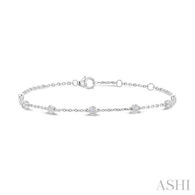 Silver Diamond Station Chain Bracelet