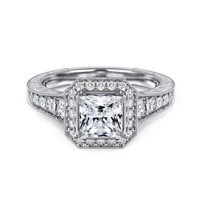 Princess-cut Diamond Halo Engagement Ring