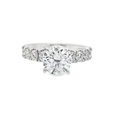 Round Diamond Straight Band Engagement Ring