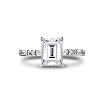 Emerald-cut Diamond Straight Band Engagement Ring