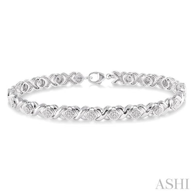 Silver 'X' Shape Diamond Bracelet