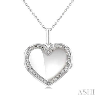 Silver Heart Shape Diamond Locket Pendant