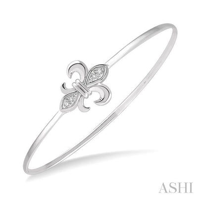 Silver Fleur De Lis Diamond Flex Fashion Bangle
