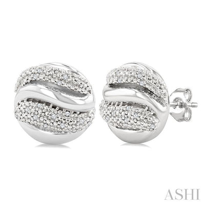 Silver Bold Ribbed Diamond Fashion Earrings