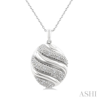 Silver Bold Ribbed Diamond Fashion Pendant