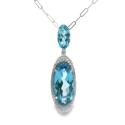 Blue Topaz & Diamond Pendant