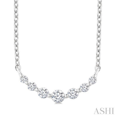 Silver Graduated Petite Diamond Fashion Smile Necklace