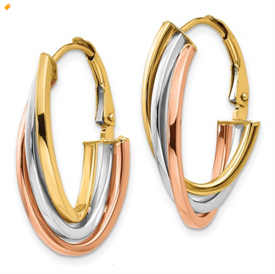 Tri-Color Twist Hoop Earrings