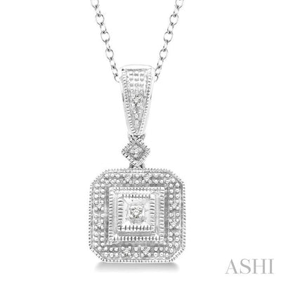 Silver Cushion Shape Diamond Pendant